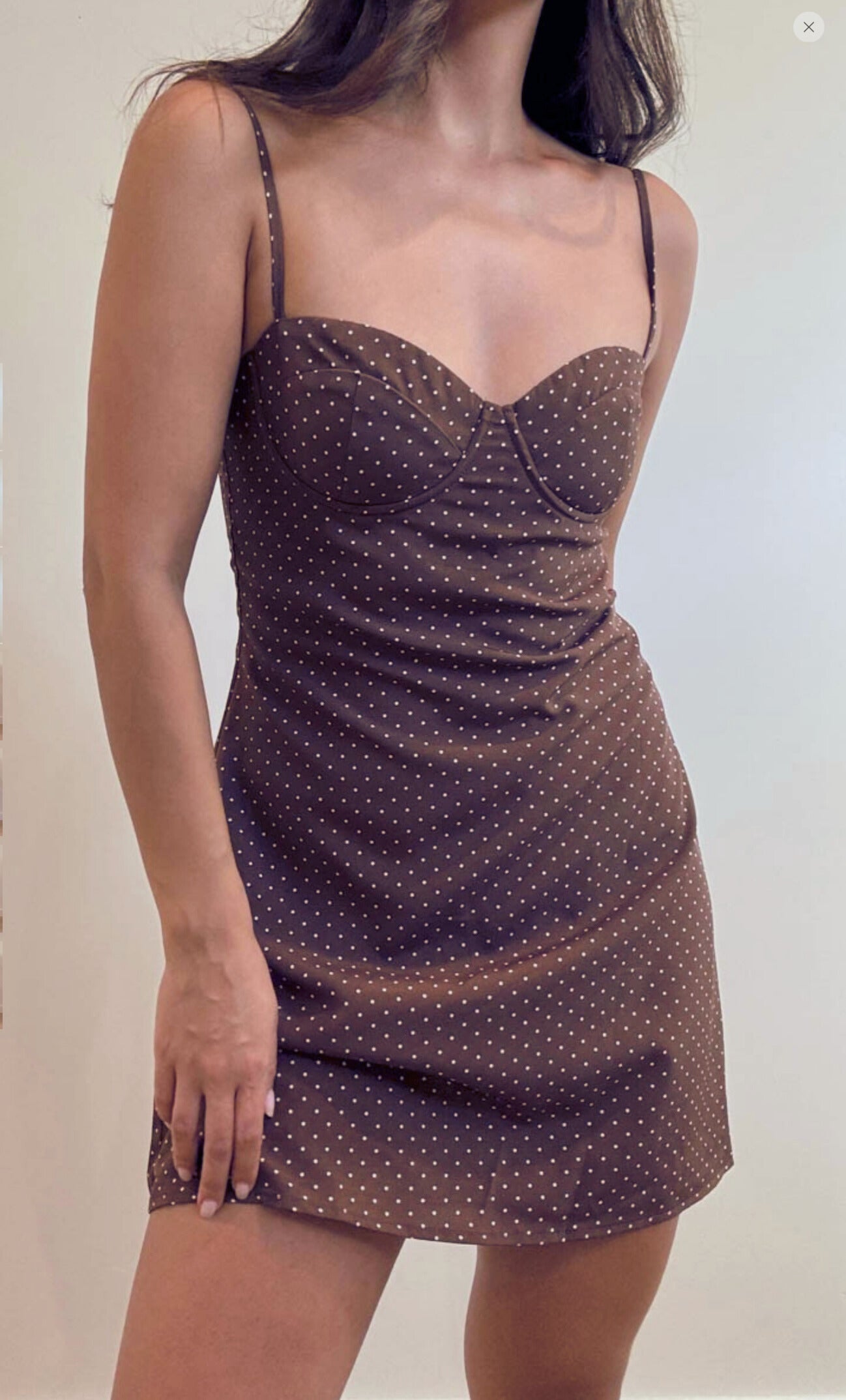Brown Polka Dot Mini Dress